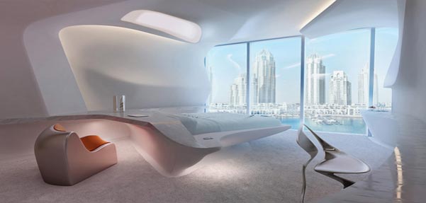 طراحی فضای داخلی برج اداری در دبی از زاها حدید