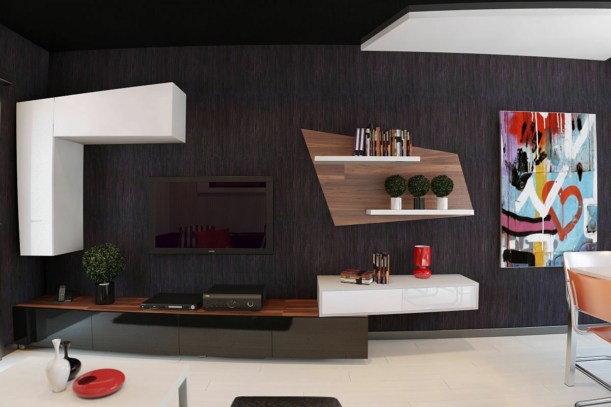 Black-white-brown-living-room