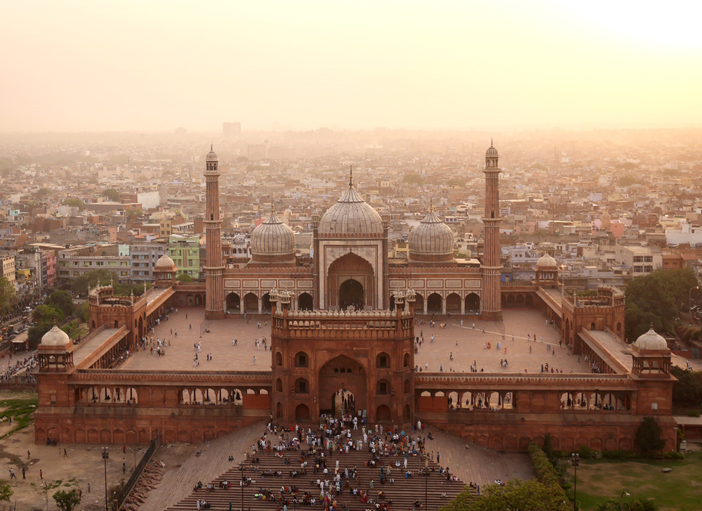 Jama Masjid, the heart of Islam in India. The red sandstone structure was built under the orders of the same Mughal emporer of Taj Mahal fame.