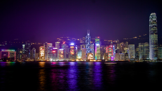 wow-wee!! what a sight to behold.   The Hong Kong Island skyline is one of the most beautiful I have ever seen!  Adding to it's beauty is the fact that every night at 8:00 PM these buildings shoot hi-power lasers and strobe lights into the sky for an (admitedly touristy, but effin' spectacular) laser light show. The tower just to the right of the center, illuminated in white triangles is the iconic Bank of China Tower.  It is by far my favourite building in Hong Kong.  The tower on the very right is the International Finance Centre II, and is in my opinion, the most architecturally un-impressive building I have ever seen.  At least it's big. Taken on the shores of Tsim Sha Tsui (尖沙嘴) on the tip of the Kowloon penincula, facing south towards Hong Kong Island. ۴٫۰ sec exp. f/5.0 - ISO 100 Canon EFS 10-22mm HSM